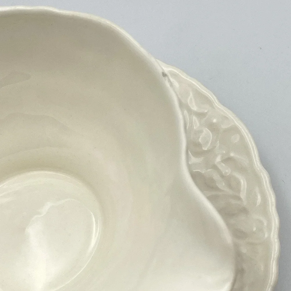 Vintage 1960s Pope Gosser China‎ Rose Point Gravy Boat Attached Underplate USA